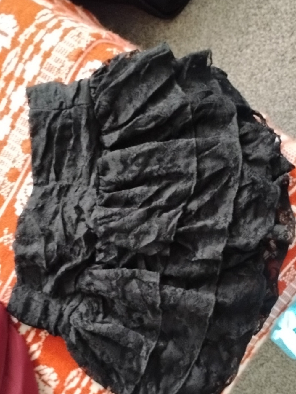 Black Layered Lace Mini Skirt - Feminine Ruffle Tiered Style